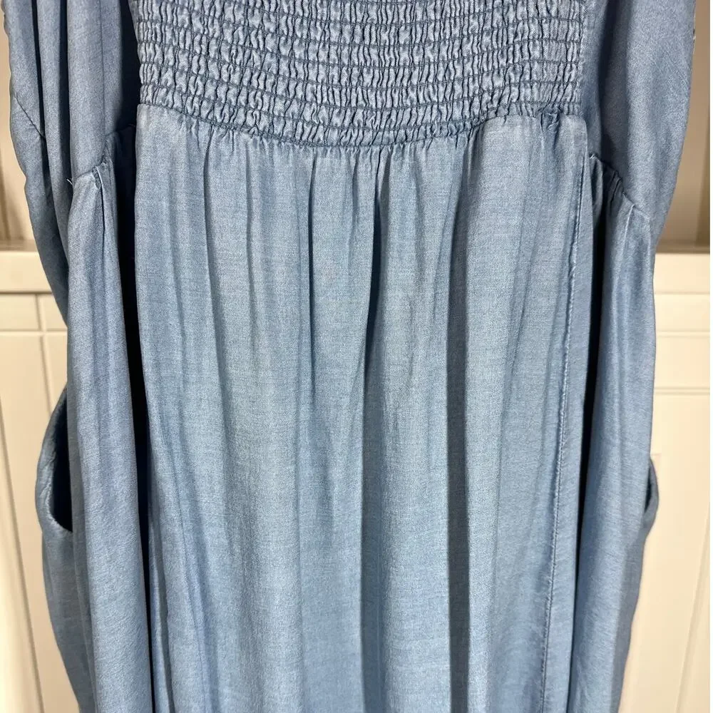 Torrid Tea Length Chambray Button Front Midi Dress Blue Sleeveless Sz 4X Casual - Picture 9 of 16